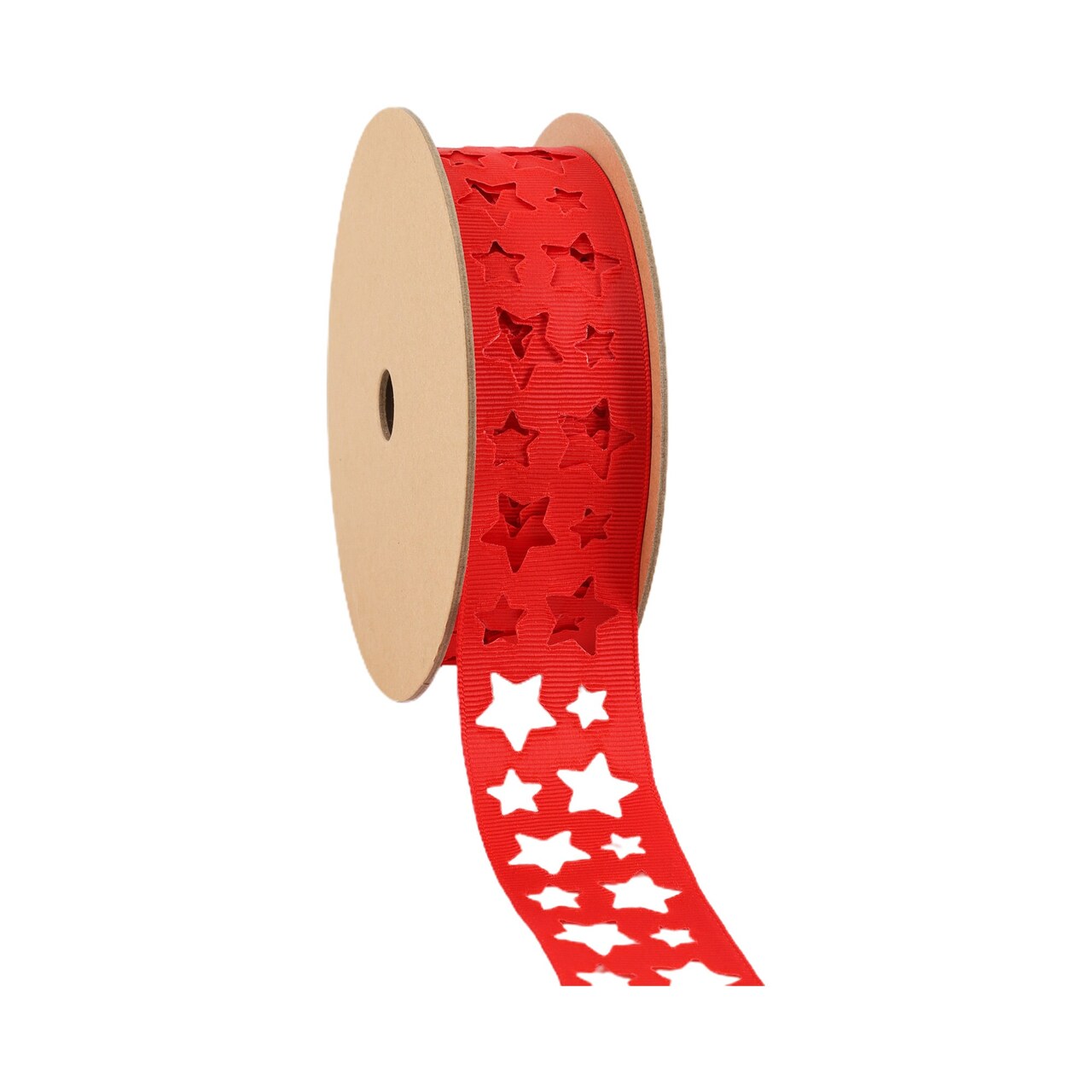 LaRibbons 1 1/2" Textured Grosgrain Ribbon | Star Cut Out | 25 Yard Roll